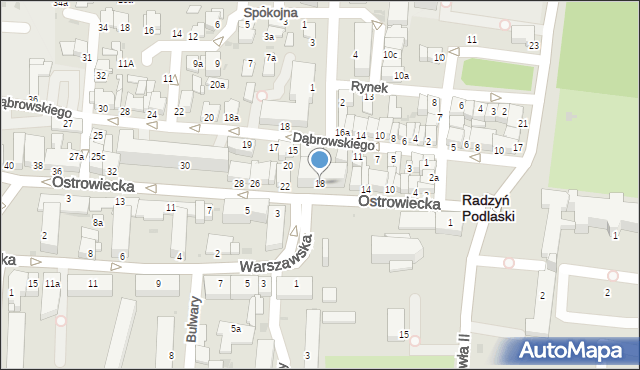 Radzyń Podlaski, Ostrowiecka, 18, mapa Radzyń Podlaski