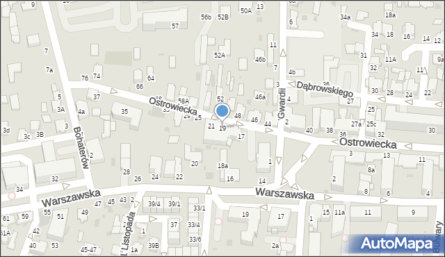 Radzyń Podlaski, Ostrowiecka, 19, mapa Radzyń Podlaski