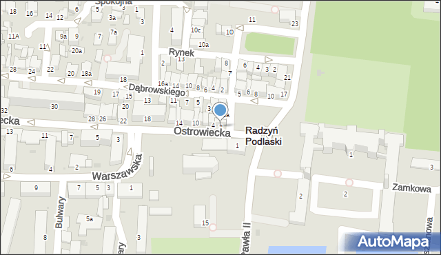 Radzyń Podlaski, Ostrowiecka, 2, mapa Radzyń Podlaski