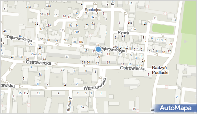 Radzyń Podlaski, Ostrowiecka, 20, mapa Radzyń Podlaski