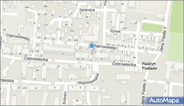 Radzyń Podlaski, Ostrowiecka, 22a, mapa Radzyń Podlaski