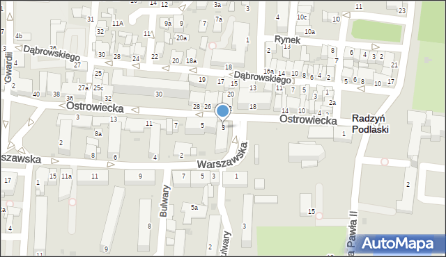 Radzyń Podlaski, Ostrowiecka, 3, mapa Radzyń Podlaski