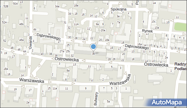 Radzyń Podlaski, Ostrowiecka, 30, mapa Radzyń Podlaski