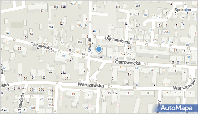 Radzyń Podlaski, Ostrowiecka, 42, mapa Radzyń Podlaski