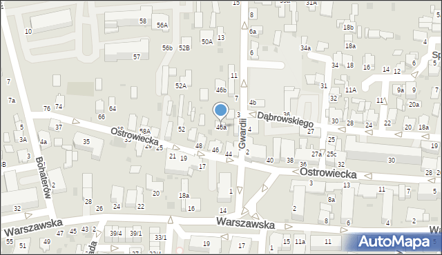 Radzyń Podlaski, Ostrowiecka, 46a, mapa Radzyń Podlaski