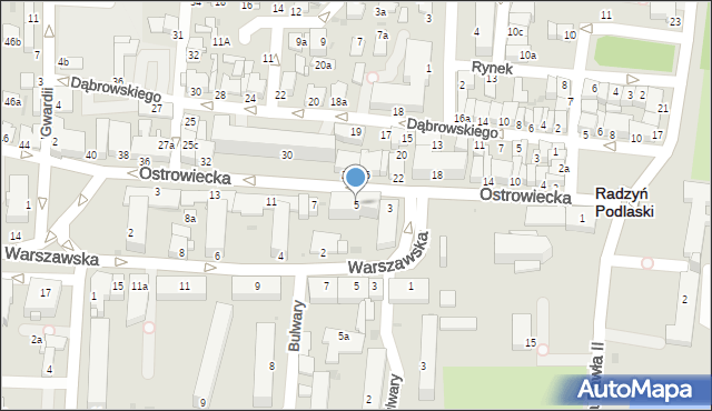 Radzyń Podlaski, Ostrowiecka, 5, mapa Radzyń Podlaski
