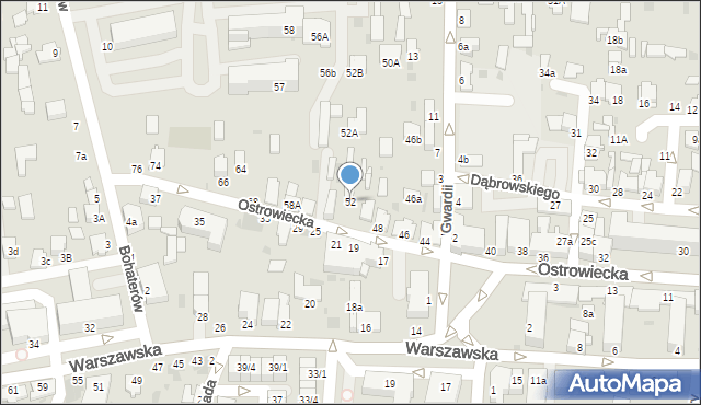 Radzyń Podlaski, Ostrowiecka, 52, mapa Radzyń Podlaski