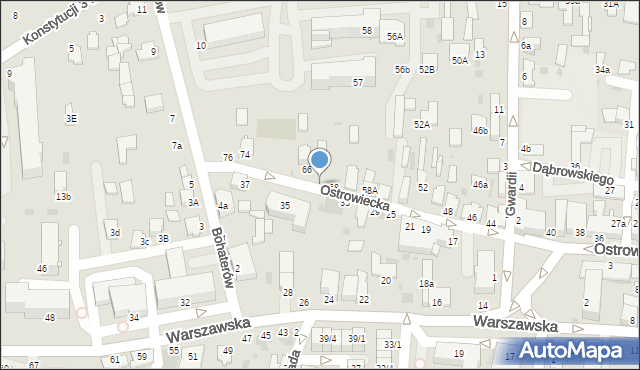 Radzyń Podlaski, Ostrowiecka, 70, mapa Radzyń Podlaski