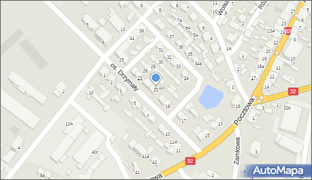 Rakoniewice, Osiedle Drzymały, 21, mapa Rakoniewice