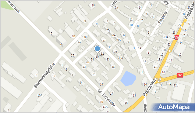 Rakoniewice, Osiedle Drzymały, 30, mapa Rakoniewice