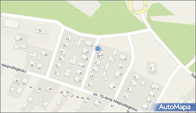 Raków, Osiedle 70-lecia Niepodległości, 19, mapa Raków