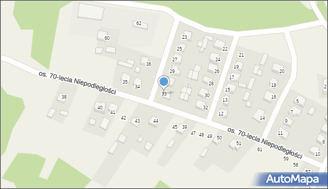 Raków, Osiedle 70-lecia Niepodległości, 33, mapa Raków