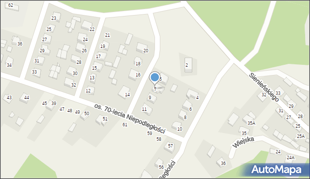 Raków, Osiedle 70-lecia Niepodległości, 7, mapa Raków
