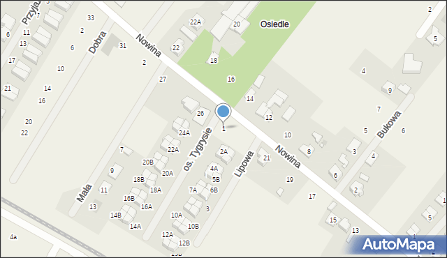 Robakowo, Osiedle Tygrysie, 1, mapa Robakowo
