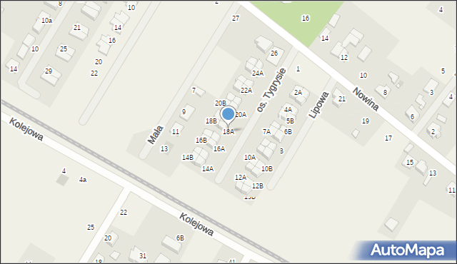 Robakowo, Osiedle Tygrysie, 18A, mapa Robakowo