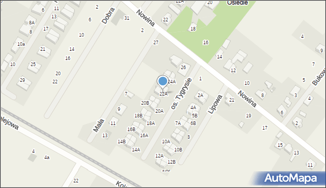 Robakowo, Osiedle Tygrysie, 22A, mapa Robakowo