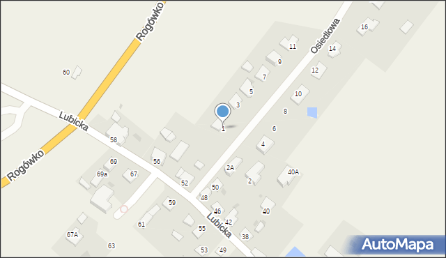 Rogówko, Osiedlowa, 1, mapa Rogówko