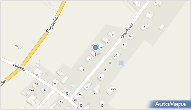 Rogówko, Osiedlowa, 5, mapa Rogówko