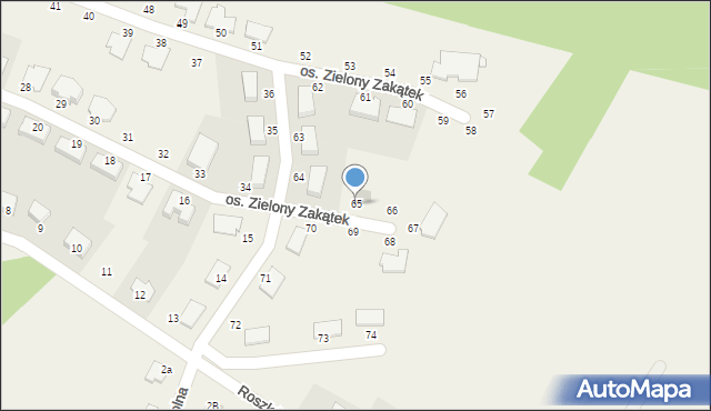 Roszków, Osiedle Zielony Zakątek, 65, mapa Roszków
