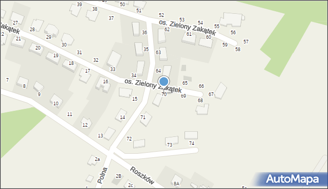 Roszków, Osiedle Zielony Zakątek, 70, mapa Roszków