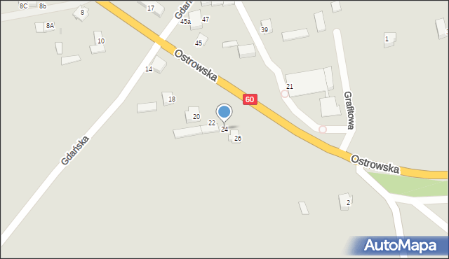 Różan, Ostrowska, 24, mapa Różan