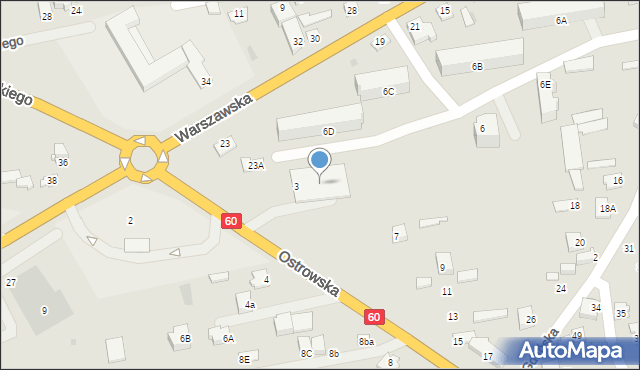 Różan, Ostrowska, 3, mapa Różan
