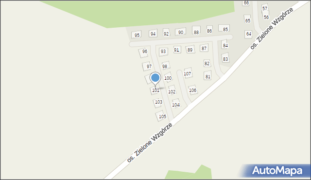 Rozłogi, Osiedle Zielone Wzgórze, 101, mapa Rozłogi