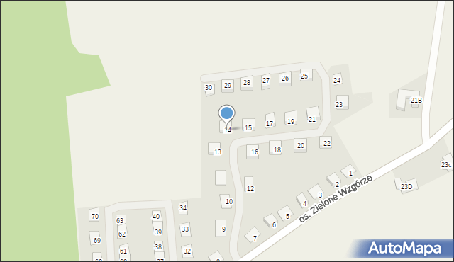 Rozłogi, Osiedle Zielone Wzgórze, 14, mapa Rozłogi