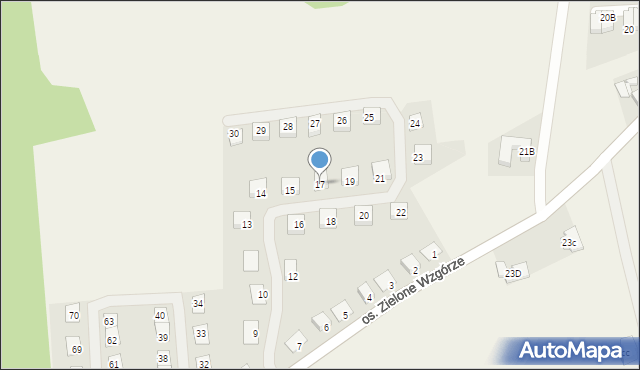 Rozłogi, Osiedle Zielone Wzgórze, 17, mapa Rozłogi