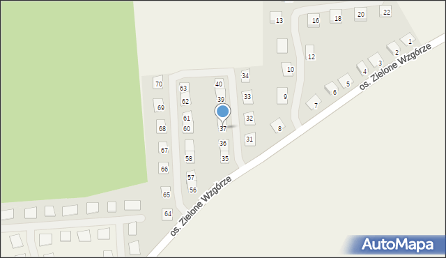 Rozłogi, Osiedle Zielone Wzgórze, 37, mapa Rozłogi
