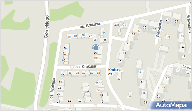 Rybnik, Osiedle Krakusa, 106, mapa Rybnika