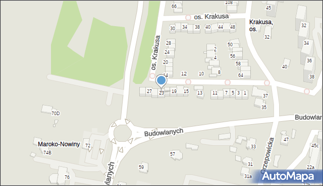 Rybnik, Osiedle Krakusa, 23, mapa Rybnika