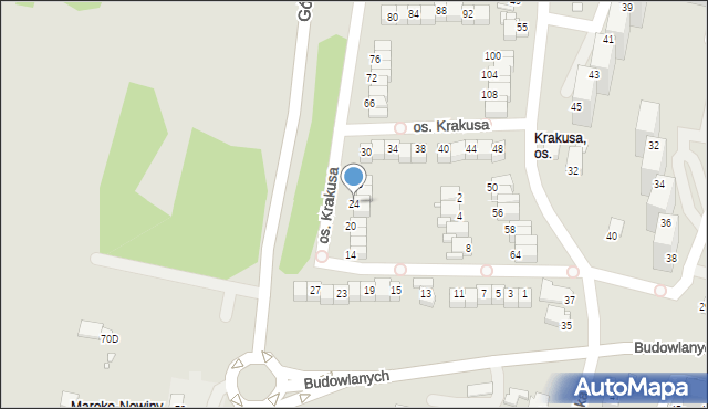 Rybnik, Osiedle Krakusa, 24, mapa Rybnika