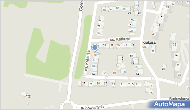 Rybnik, Osiedle Krakusa, 28, mapa Rybnika