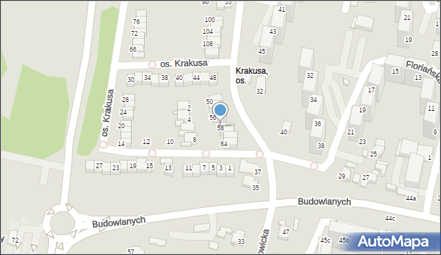 Rybnik, Osiedle Krakusa, 58, mapa Rybnika