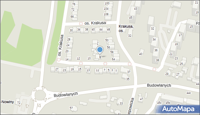 Rybnik, Osiedle Krakusa, 8, mapa Rybnika