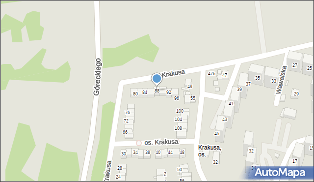 Rybnik, Osiedle Krakusa, 88, mapa Rybnika