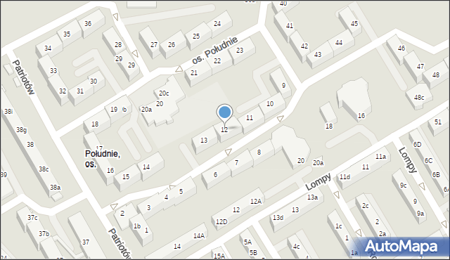 Rybnik, Osiedle Południe, 12, mapa Rybnika