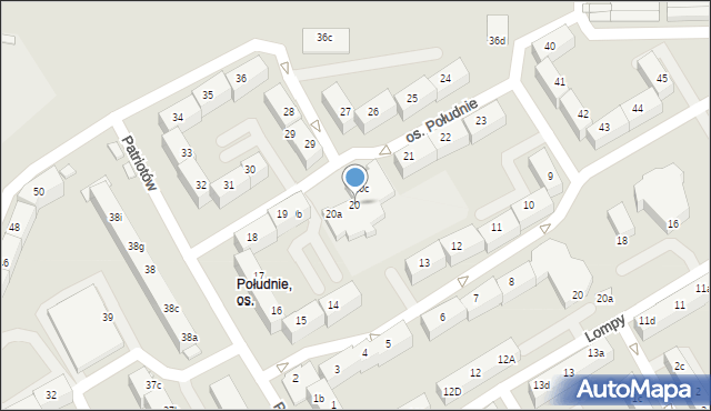 Rybnik, Osiedle Południe, 20, mapa Rybnika