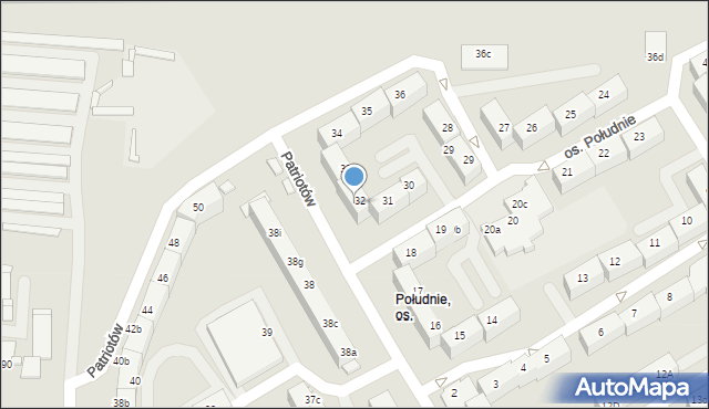 Rybnik, Osiedle Południe, 32a, mapa Rybnika