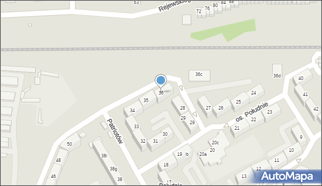 Rybnik, Osiedle Południe, 36, mapa Rybnika