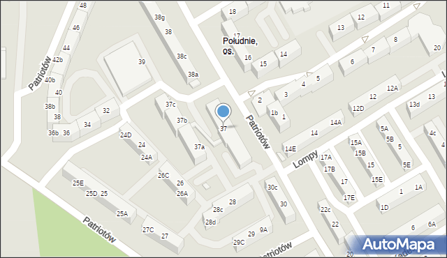 Rybnik, Osiedle Południe, 37, mapa Rybnika
