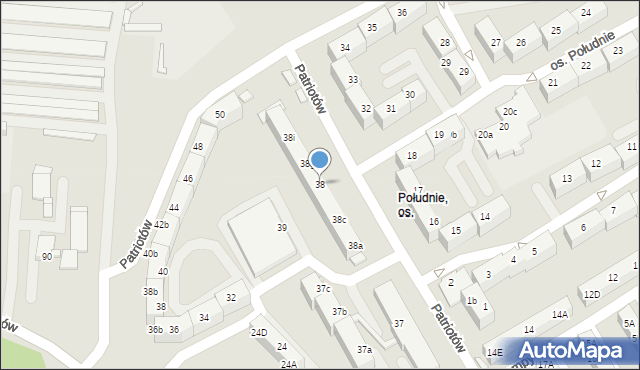 Rybnik, Osiedle Południe, 38, mapa Rybnika
