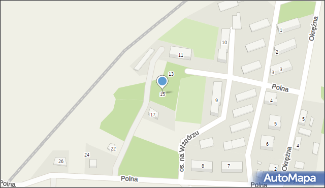 Rybno Wielkie, Osiedle na Wzgórzu, 15, mapa Rybno Wielkie