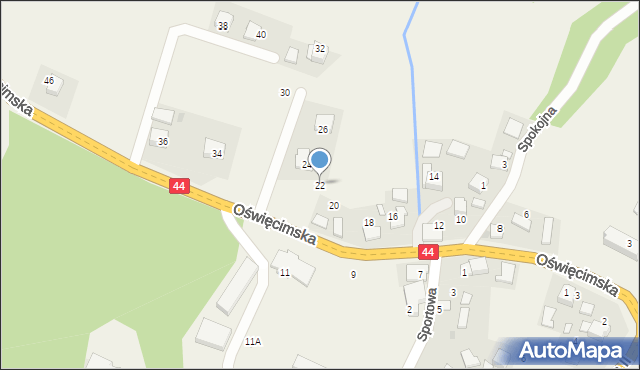 Ryczów, Oświęcimska, 22, mapa Ryczów