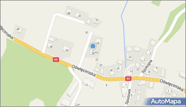 Ryczów, Oświęcimska, 24, mapa Ryczów