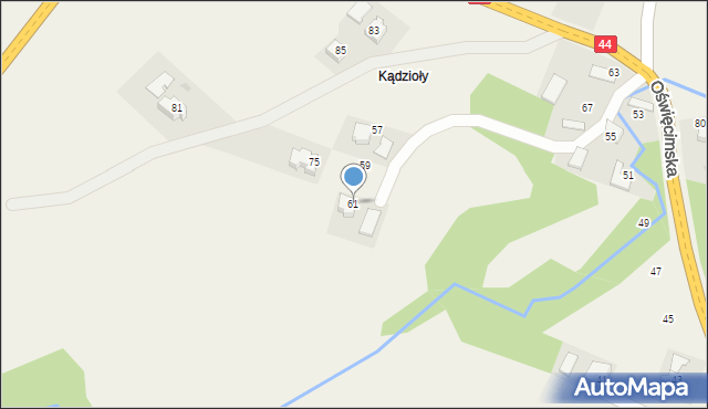 Ryczów, Oświęcimska, 61, mapa Ryczów