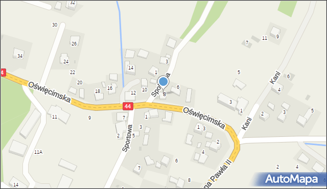 Ryczów, Oświęcimska, 8, mapa Ryczów