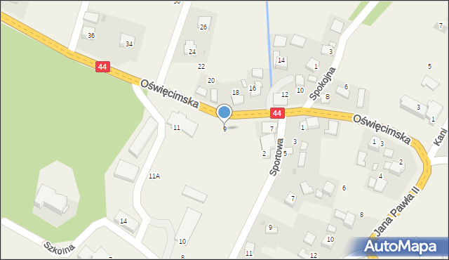 Ryczów, Oświęcimska, 9, mapa Ryczów