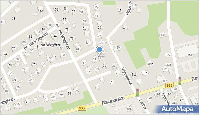 Rydułtowy, Osiedle na Wzgórzu, 21, mapa Rydułtowy